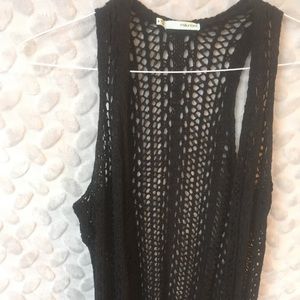 Festival black crochet vest